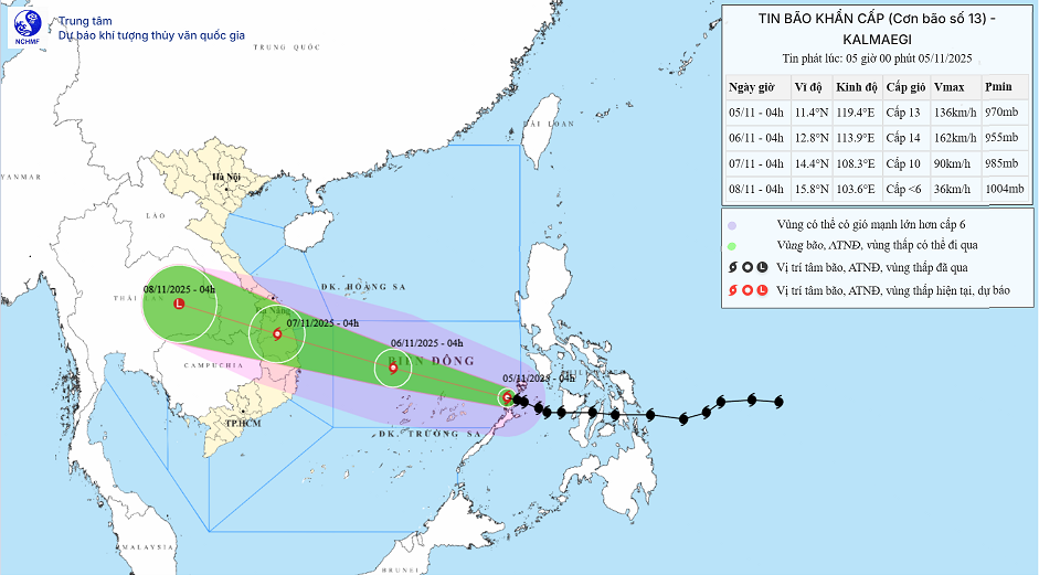 TIN BÃO KHẨN CẤP (Cơn bão số 13)
